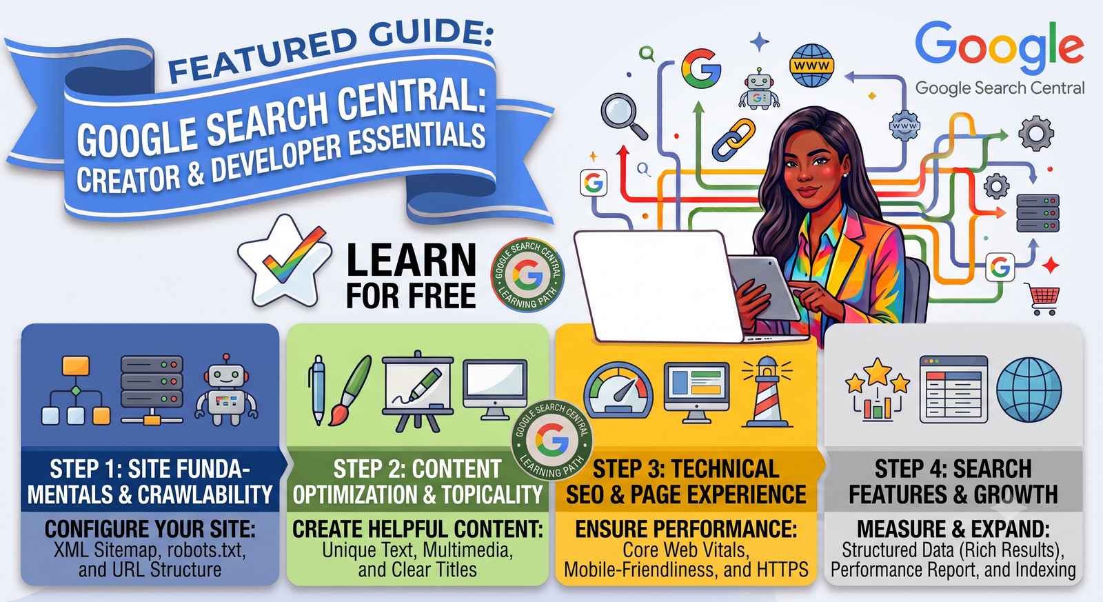 Google Search Central banner for free search optimization learning resources