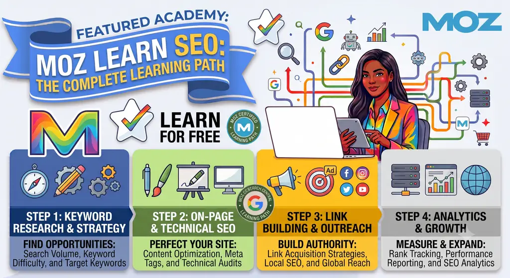 Moz SEO Learning Center banner for free search optimization learning path