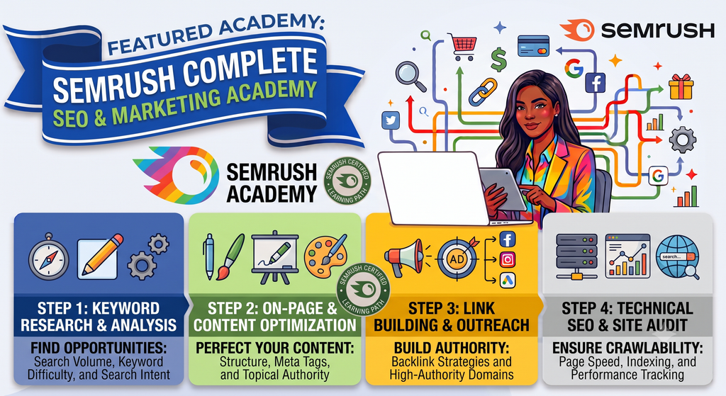 Semrush Academy banner for free digital marketing and SEO certification course